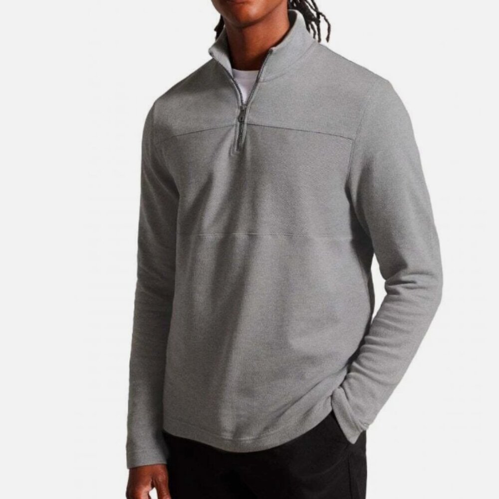 Ted Baker MMB Gazine LS Textured Panel Half Zip Sweatshirt - Men 4 Large